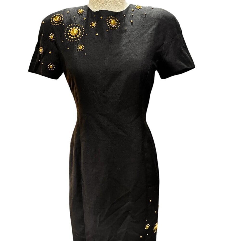 Vintage Constance Saunders for Richard Warren 100% Silk Embellished Dress โ Size